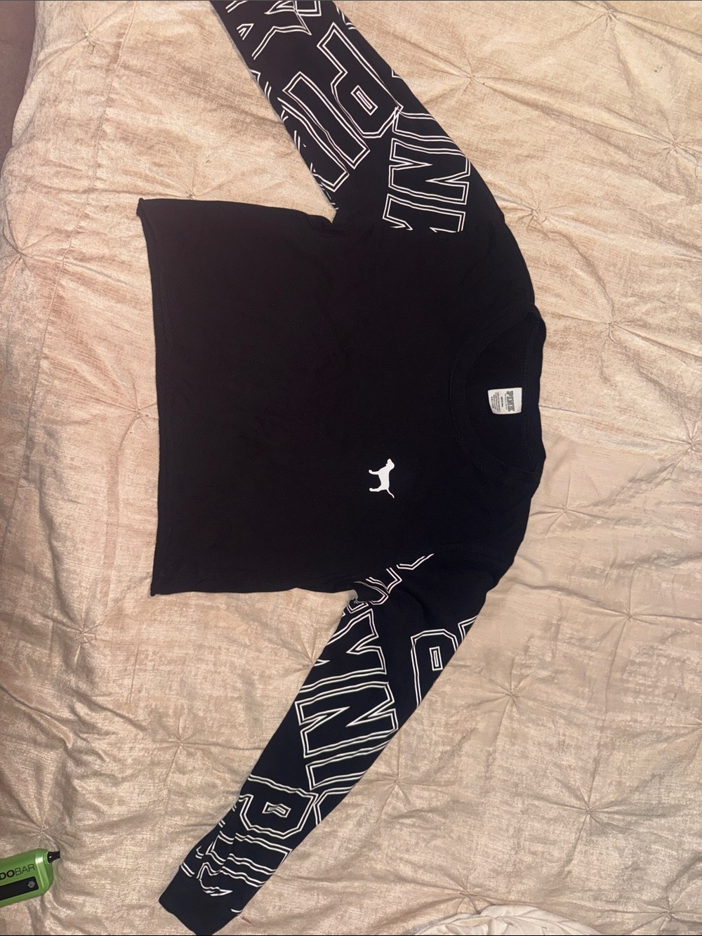 Pink Victoria secret Black Long-Sleeve Logo Sweater
